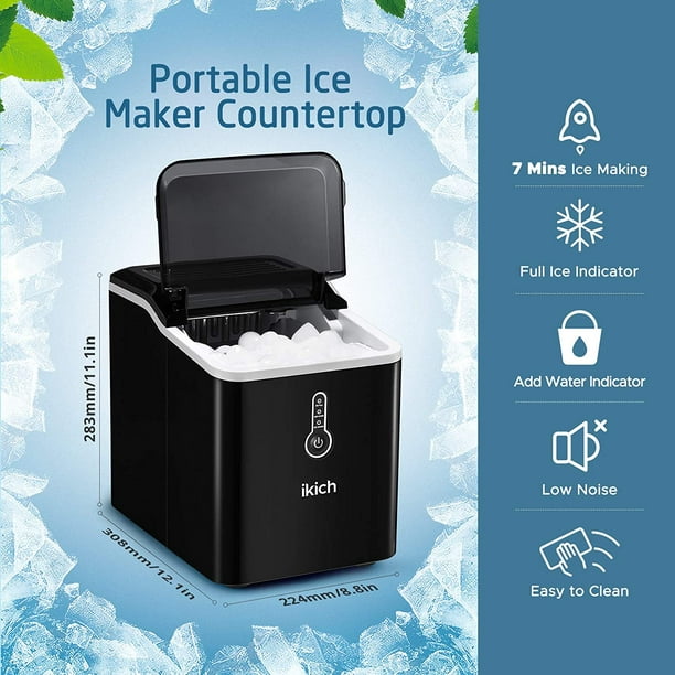 26lbs In 24Hrs Electric IKICH Ice Maker Countertop NEW Black Portable 